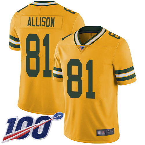 Green Bay Packers Limited Gold Men 81 Allison Geronimo Jersey Nike NFL 100th Season Rush Vapor Untouchable